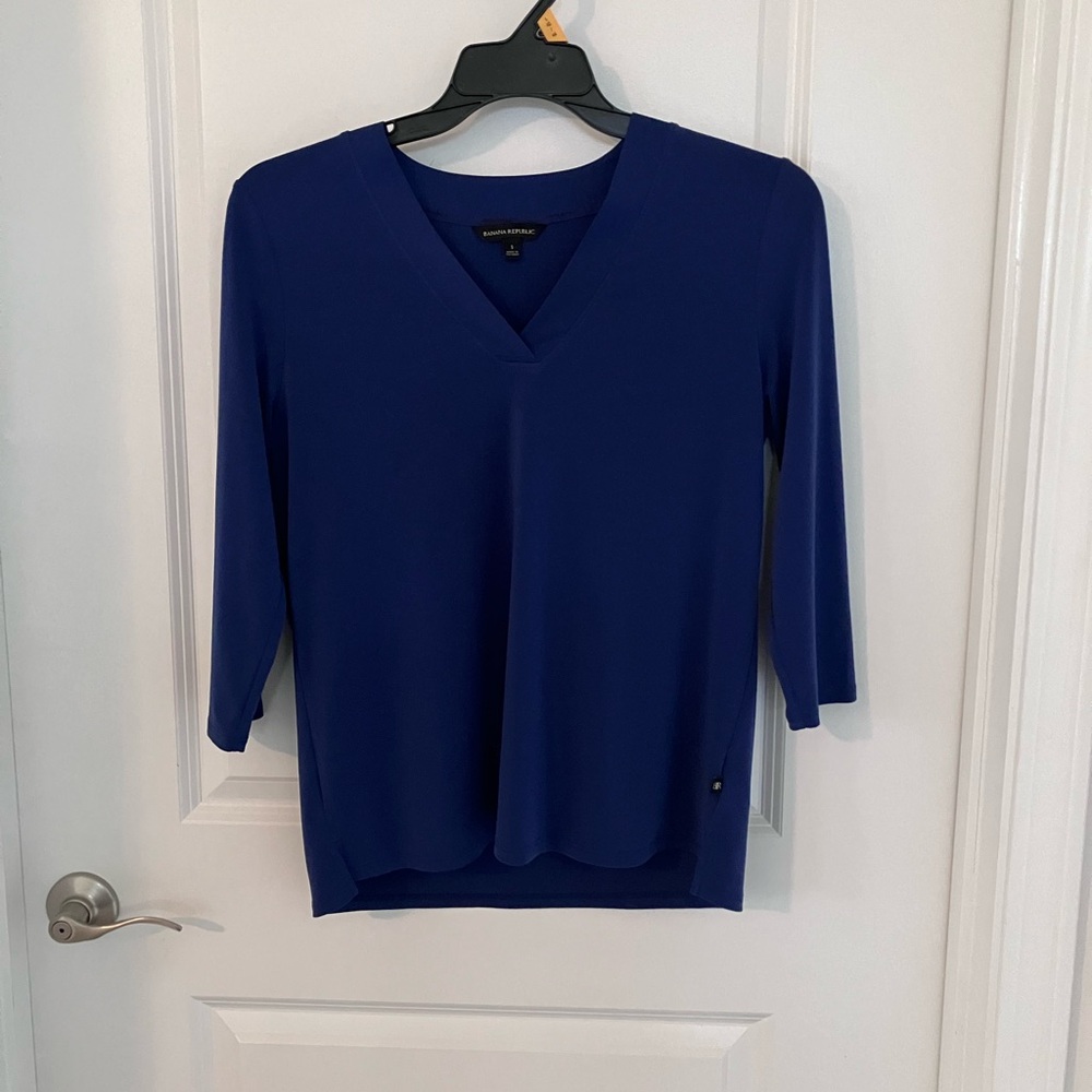 Banana Republic Deep Blue V-Neck Blouse